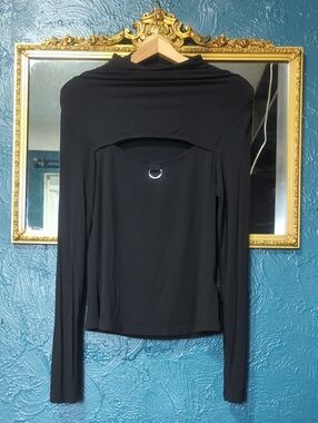 Killstar Deadstock Black Long Sleeve Top with Back Cutout and D-Ring